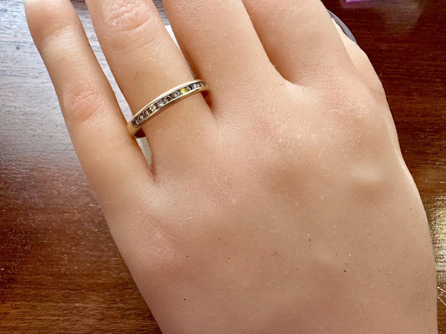 Mens 10k Yellow Gold Channel Set Diamond Wedding Band Ring Sz 9.75