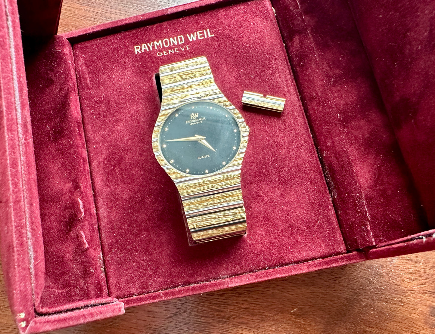 Vintage Raymond Weil 18k Yellow Gold Electro Gold Plate Wristwatch in Box