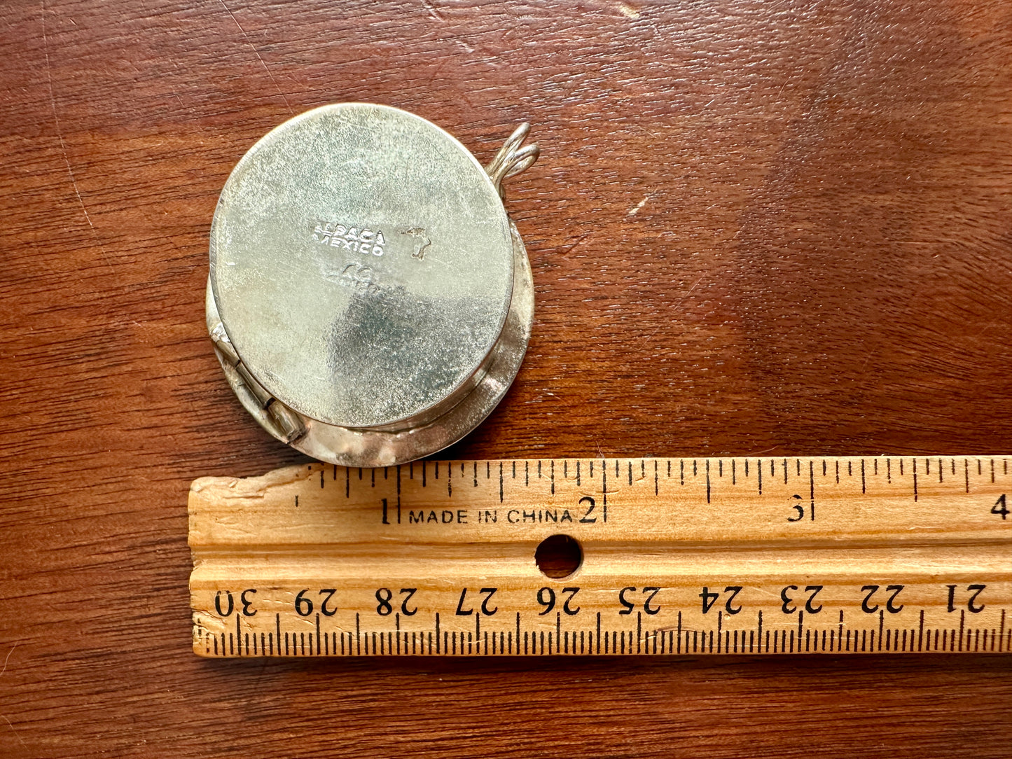 Vintage Alpaca Silver Mayan Aztec Pill Jewelry Trinket Box Hinged