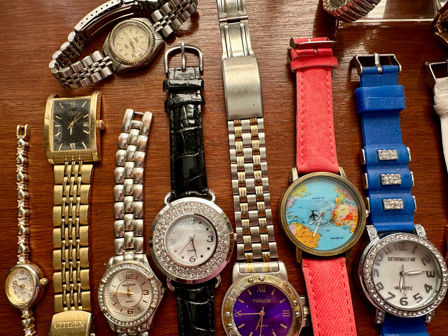 Vintage to Now Womens Wristwatch Watch Lot Gold Silver Rhinestone Quartz