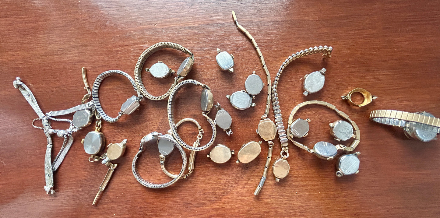 Huge Lot of Gold Filled Rolled Gold Vintage Womens Watch Bulova Elgin Gruen More