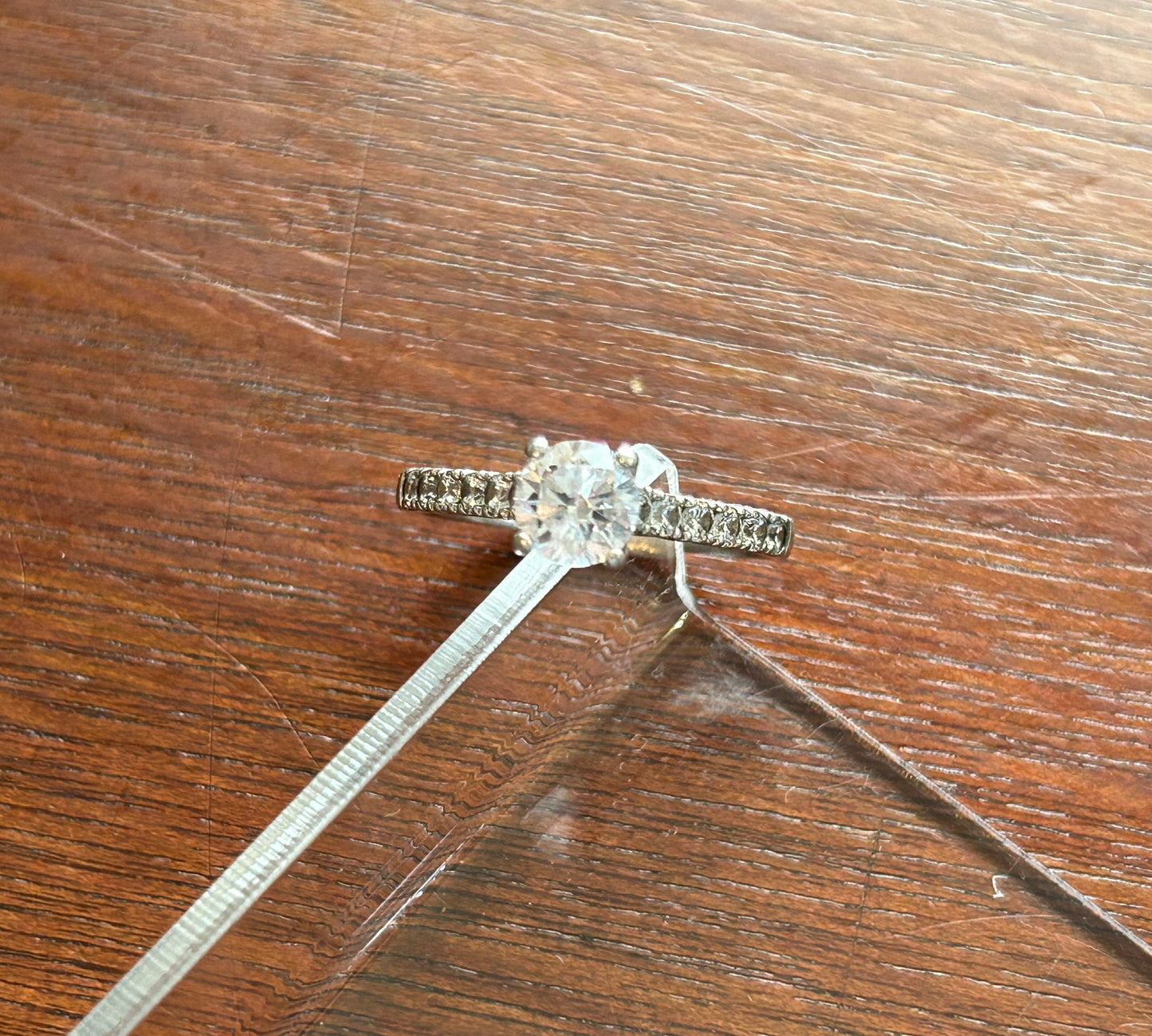 Sterling Silver 925 Cubic Zirconia CZ Ring Sz 6.75 Engagement Signed EC