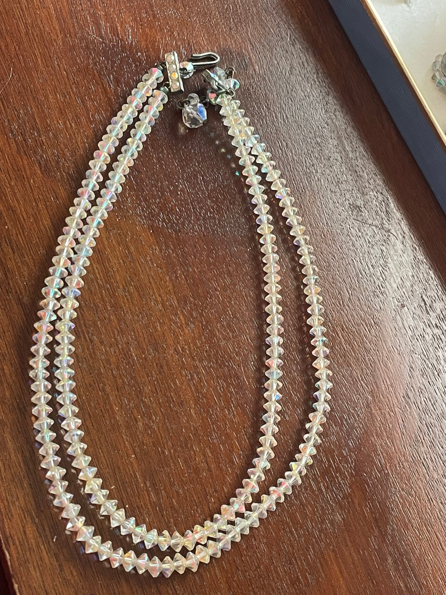 Vintage Elco Aurora Borealis Double Strand Necklace & Earring Set