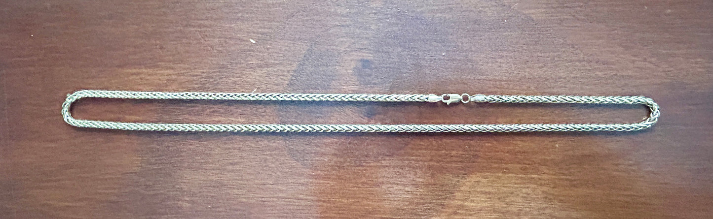 10k Yellow Gold 3.5mm Wide x 22.5" Long Wheat Chain Necklace