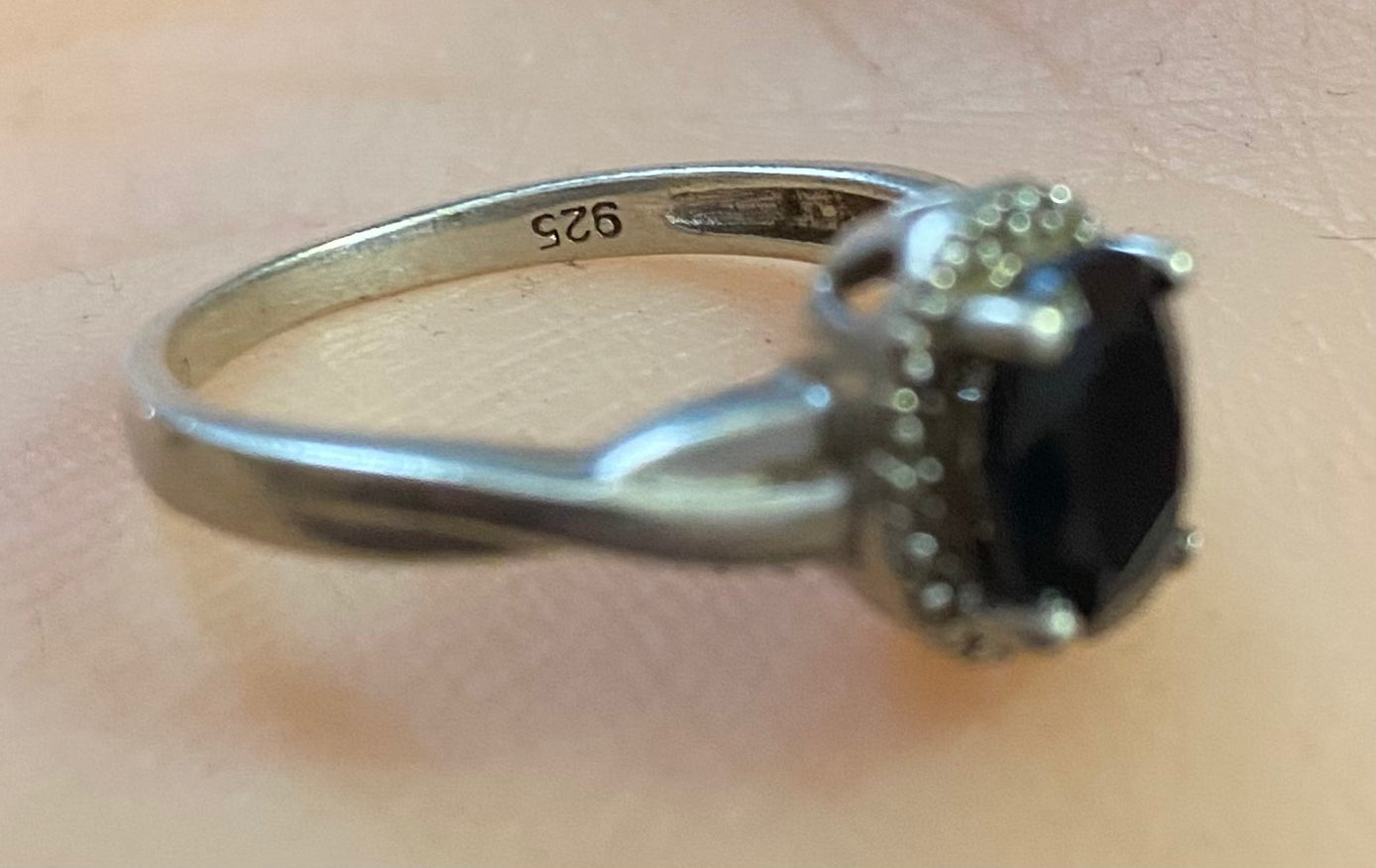 Sterling Silver 925 Onyx Ring Sz 6.75 Signed CN
