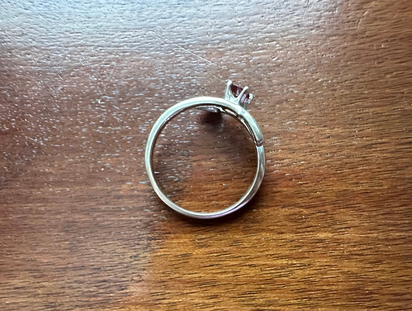 Signed Avon Sterling Silver 925 Garnet Heart Arrow Bypass Ring Sz 8.5