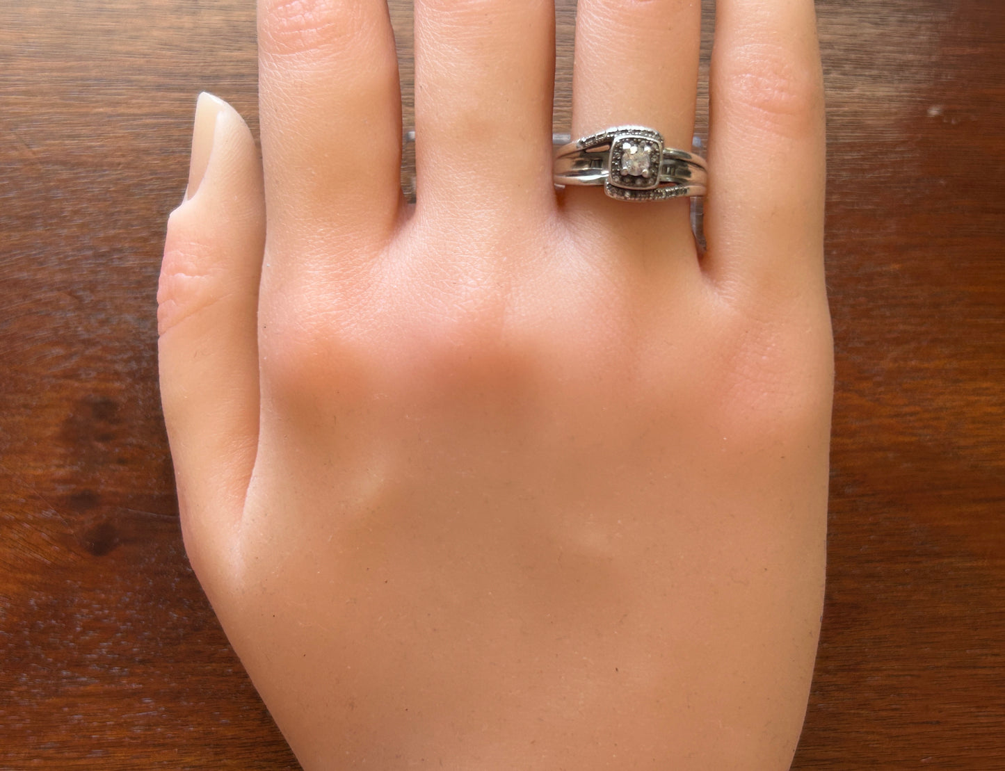 Platinaire .25ctw Diamond Engagement Ring Halo Baguette Sz 5.75