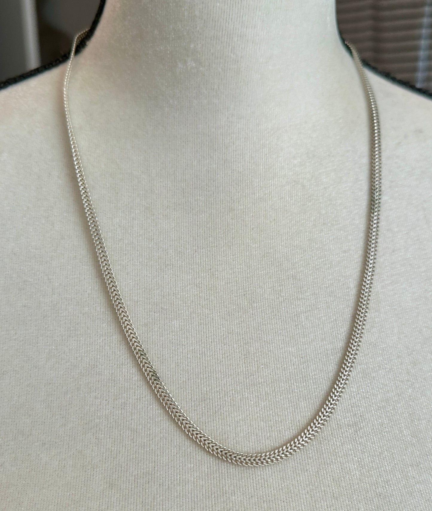Signed Milor Sterling Silver 925 Flat Chain Link Necklace 24" Long x 4mm Wide