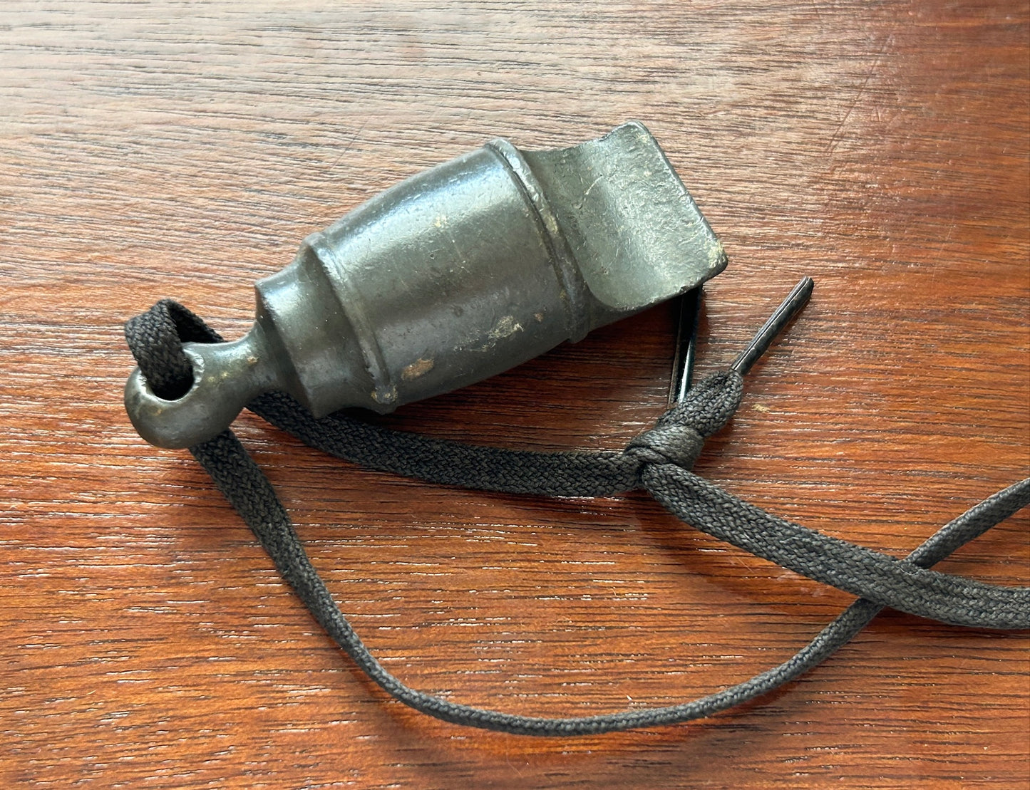 Antique Vintage Heavy Duty Metal Whistle Wood Cork Ball Bead