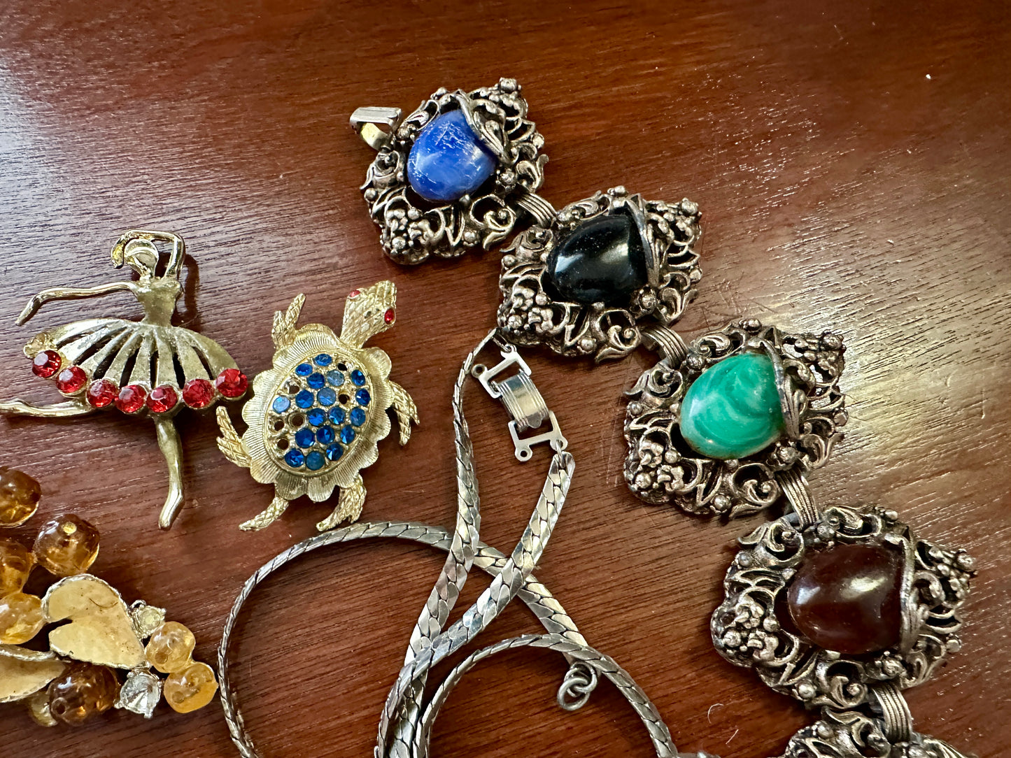 Vintage Jewelry Harvest Craft Lot Avon Rhinestone Faux Pearl Brooch Bracelet