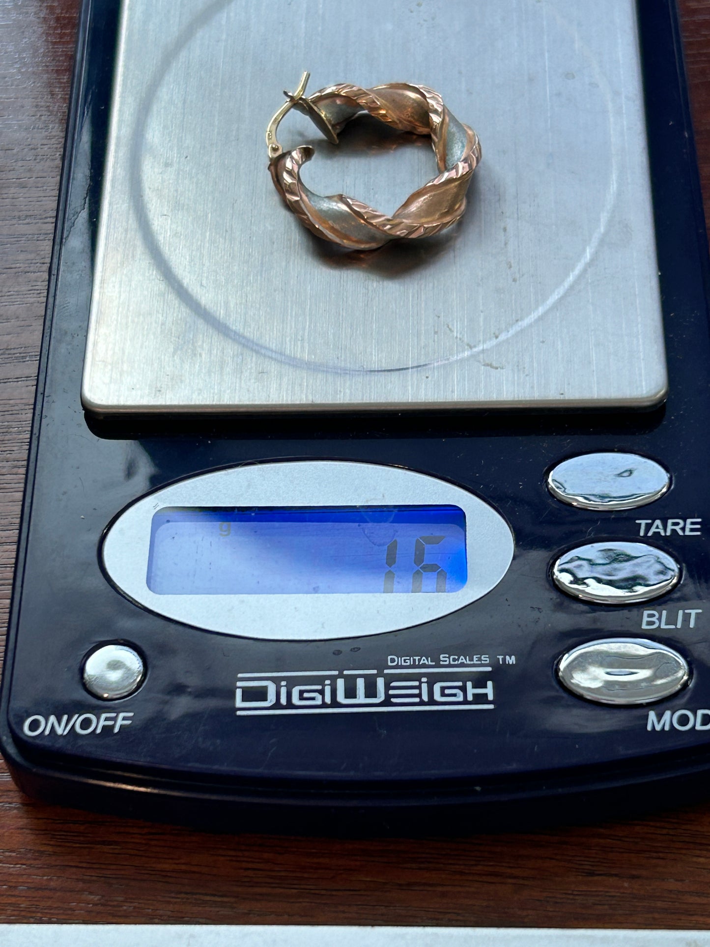 Vintage 10k Rose Gold Painted SINGLE Hoop Earrings Italy
