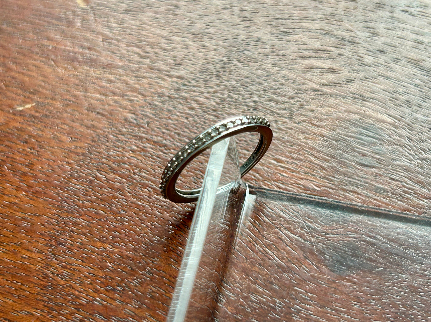 10k White Gold Diamond Wedding Band Ring Sz 3.75