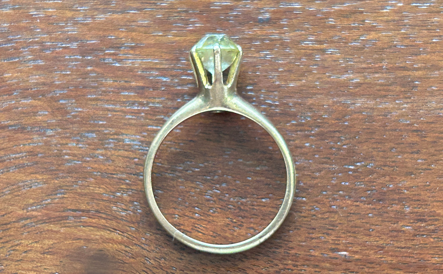 Vintage 10k Yellow Gold Yellow Stone Solitaire Ring Sz 7