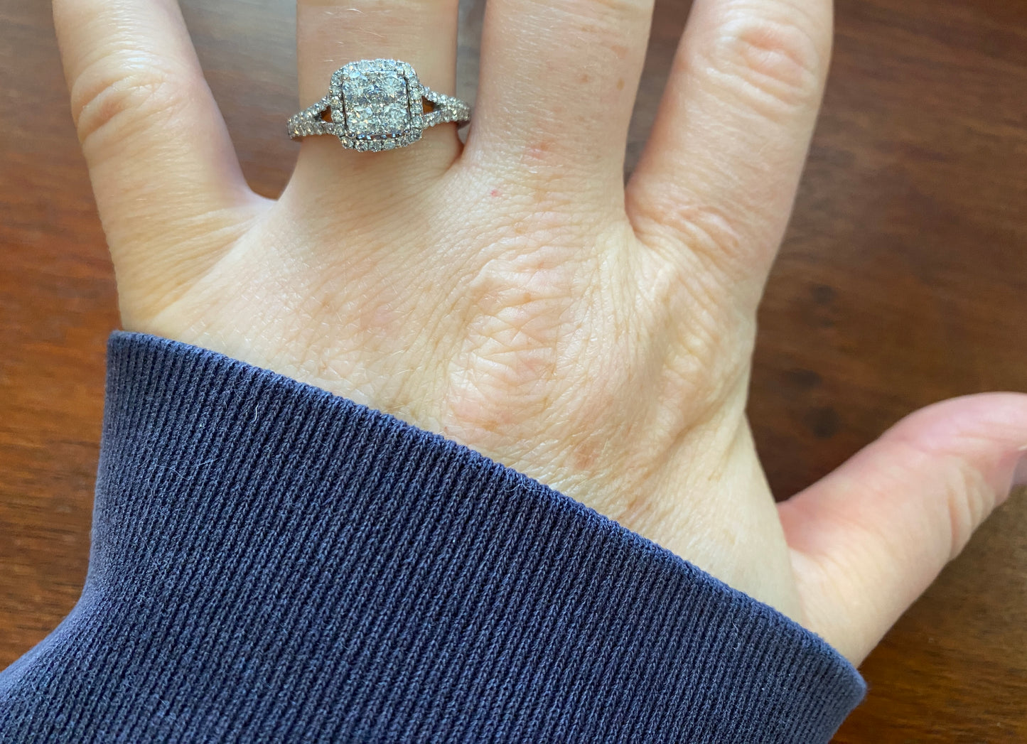 14k White Gold .75ctw Round Diamond Engagement Halo Ring Sz 7.75