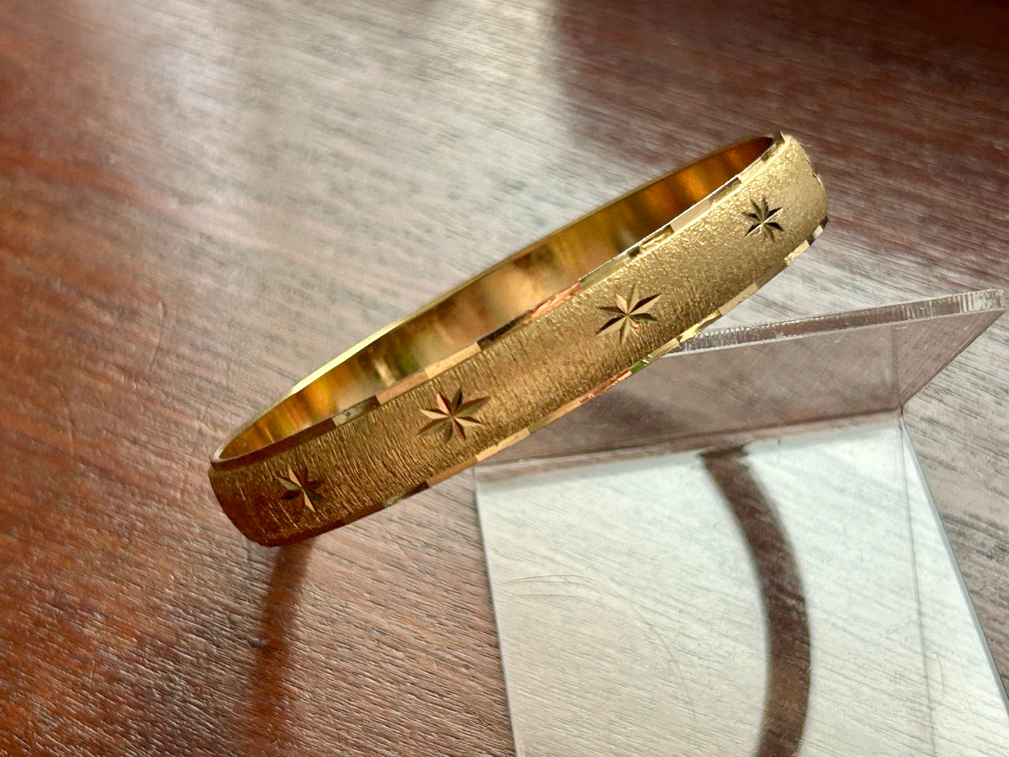 Vintage Monet Gold Tone Starburst Bangle Bracelet