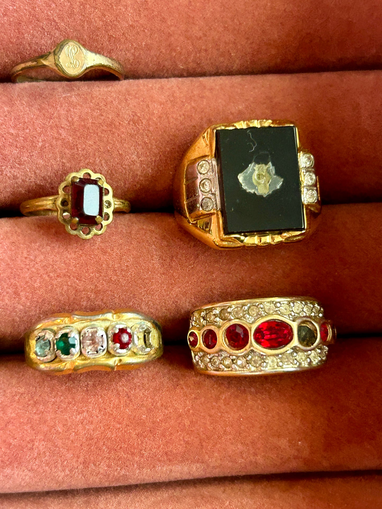 Vintage Lot of Gold Filled Plate Rings Damaged Missing Stones