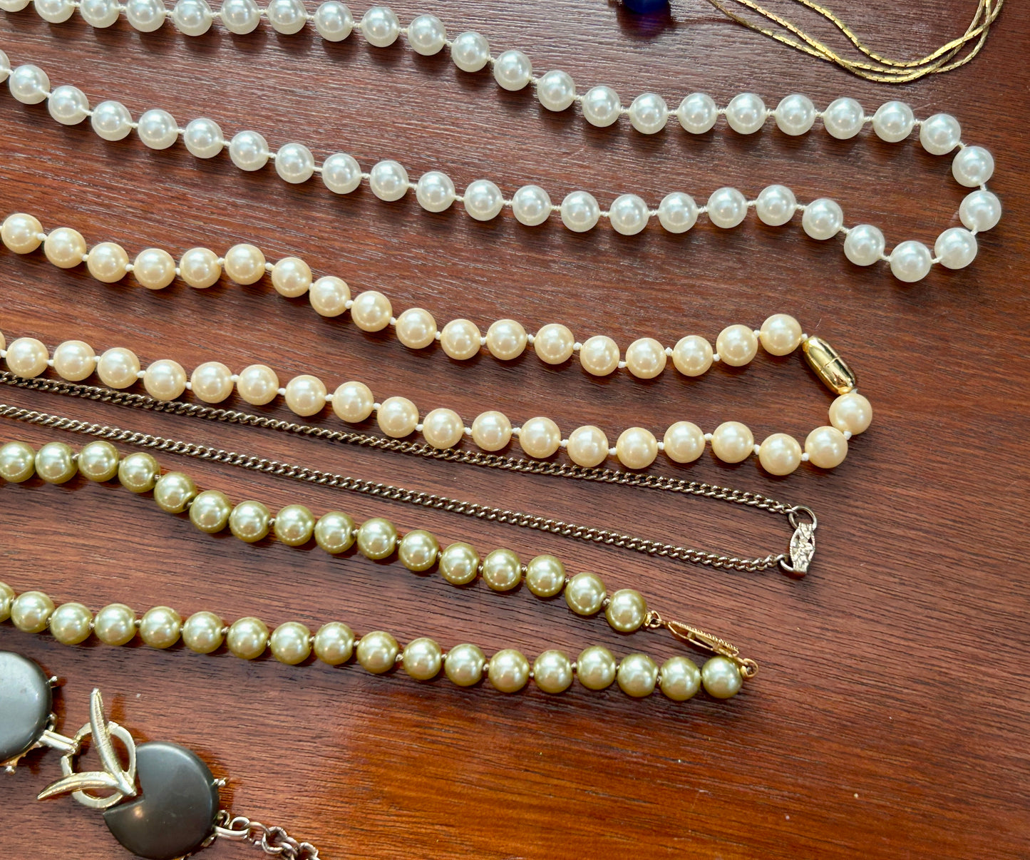 Vintage to Now Jewelry Lot Faux Pearls Gold Chain Necklaces Thermoset Earrings