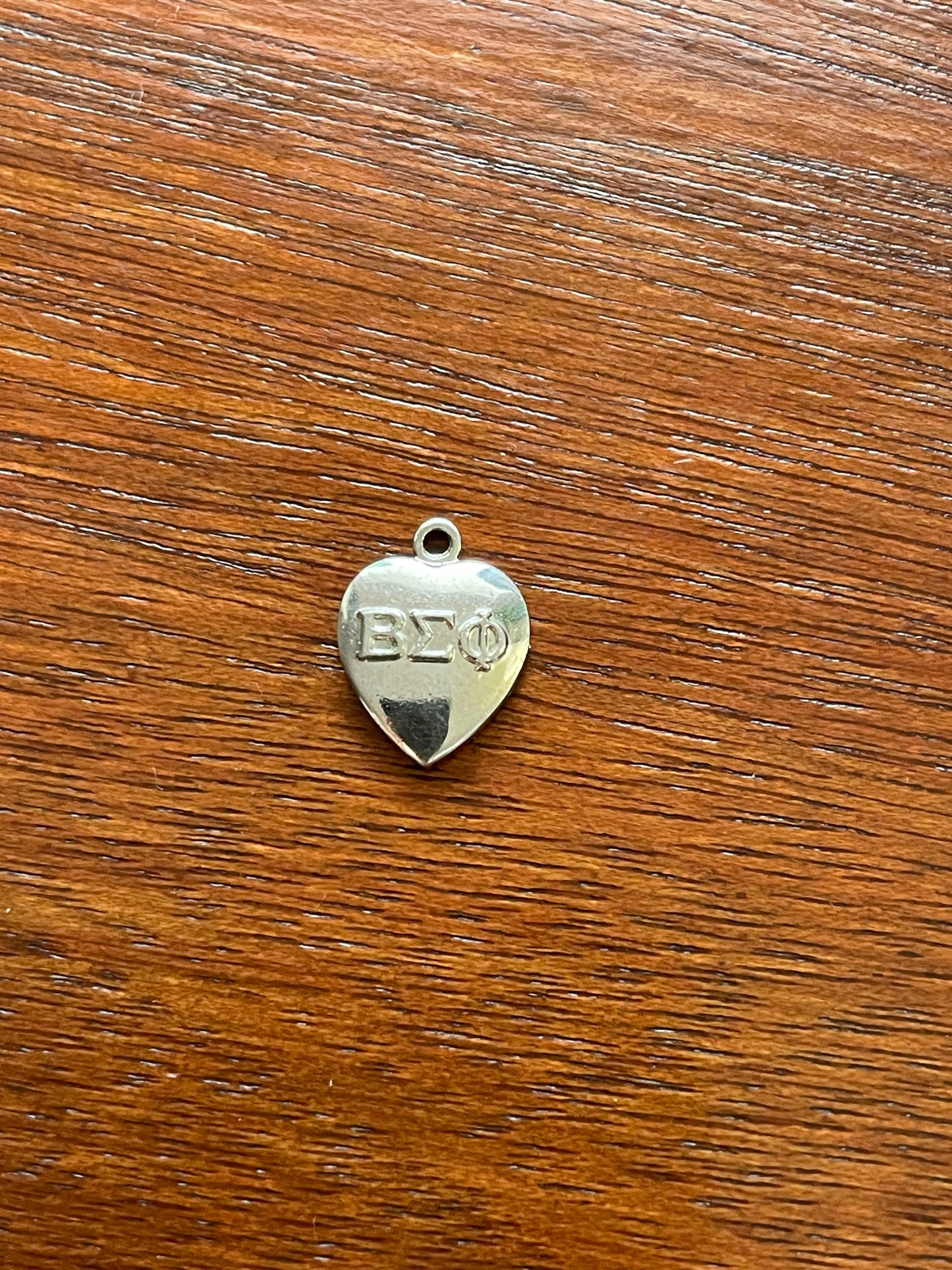 1972 Silver Tone Heart Charm Beta Sigma Phi Fraternity Sorority