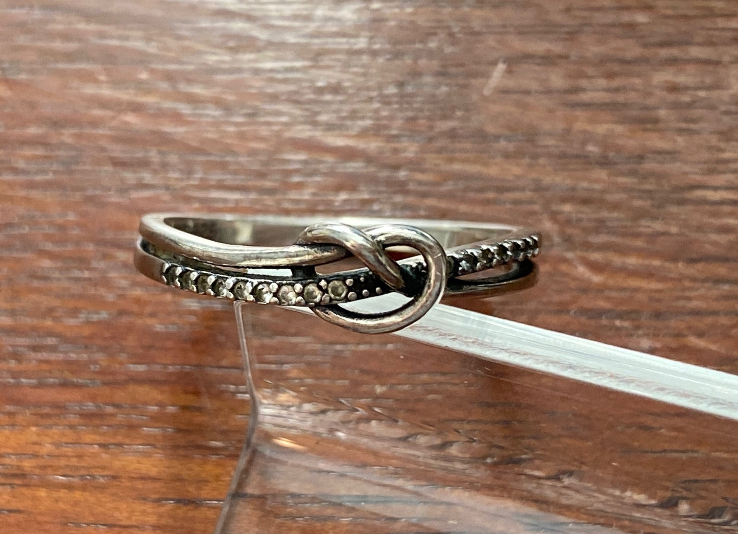 Sterling Silver 925 Diamond Accent Knot Ring Sz 7.25