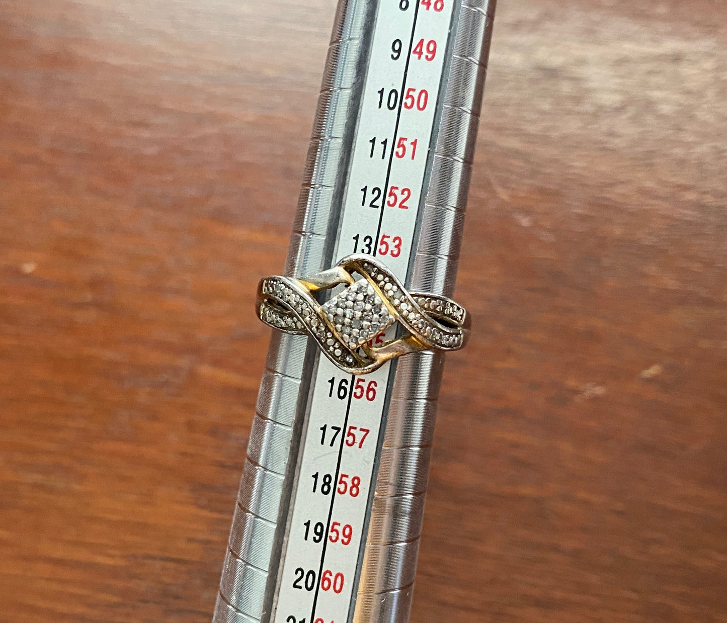 Sterling Silver 925 Pave Diamond Ring Sz 7