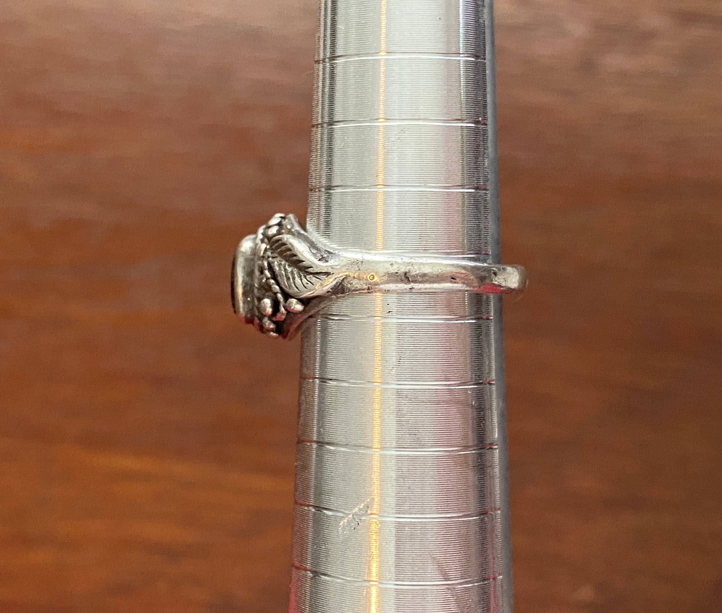 Sterling Silver 925 Onyx Leaf Ring Sz 6 Signed ND