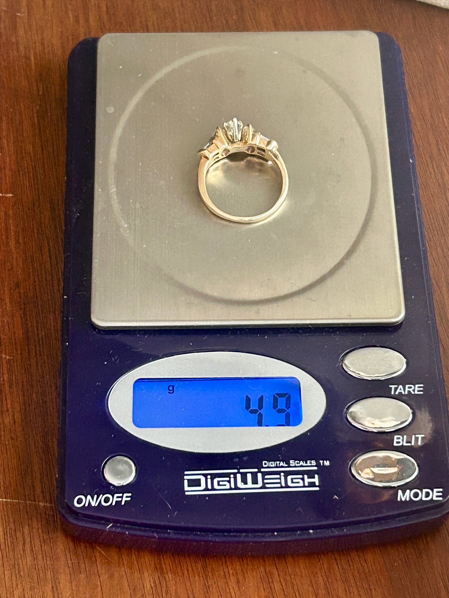 10k Yellow Gold Marquise Baguette Diamond .50ctw Ring Sz 6.5