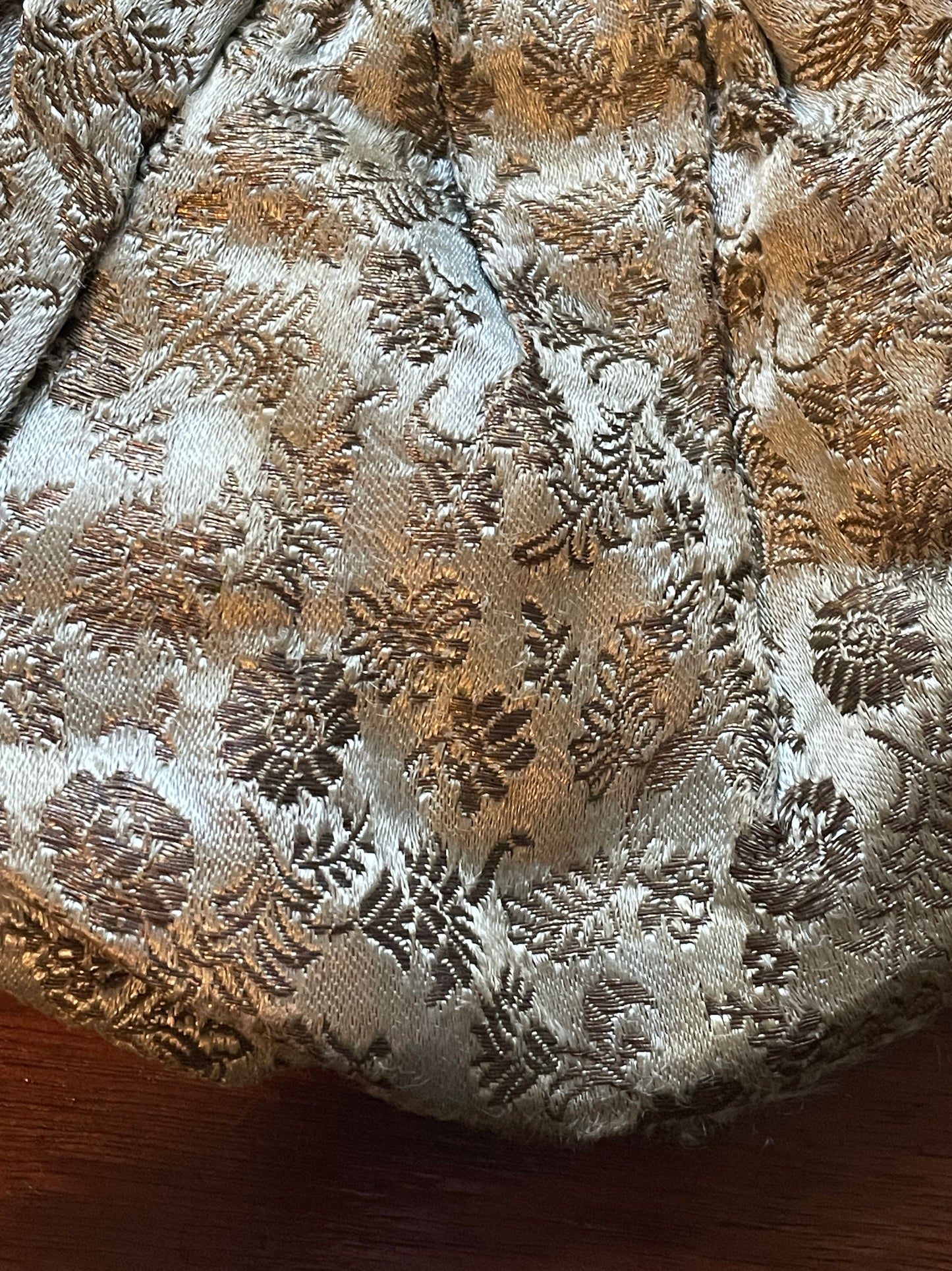 Vintage Silver Embroidered Clutch Purse Gold Tone Jeweled Clasp