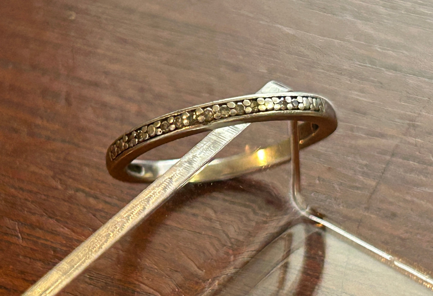 Sterling Silver 925 Diamond Accent Wedding Band Ring Sz 8