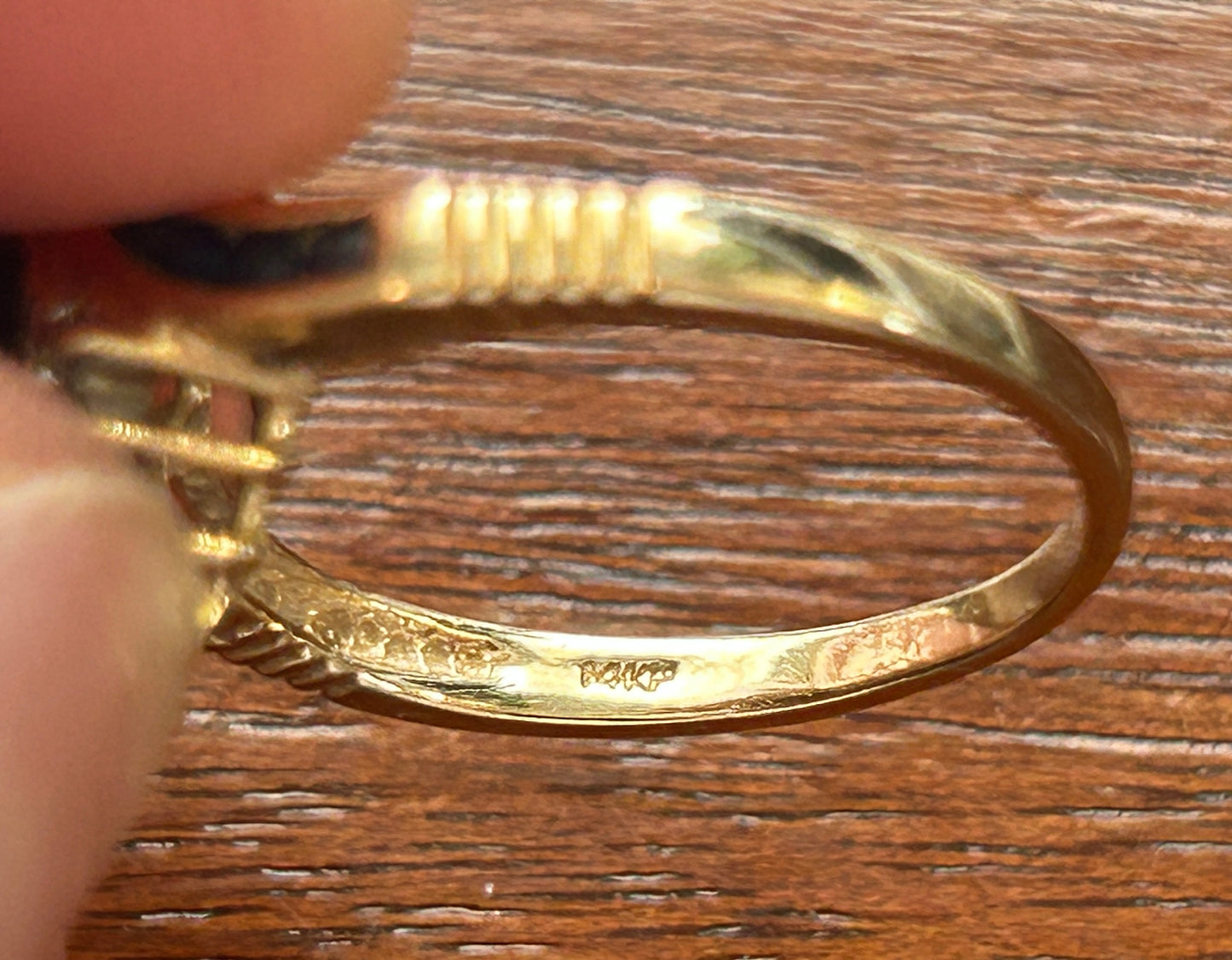 14k Yellow Gold Marquise Sapphire Diamond Accent Bypass Style Ring Sz 6