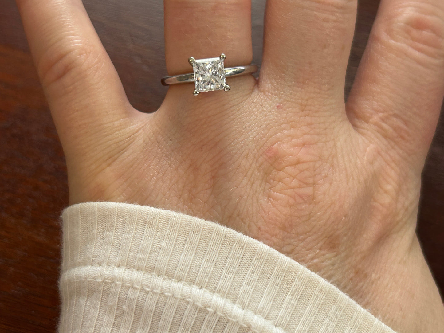 Kay Jewelers 1.25ct Princess Cut Diamond Solitaire Engagement Ring Sz 7