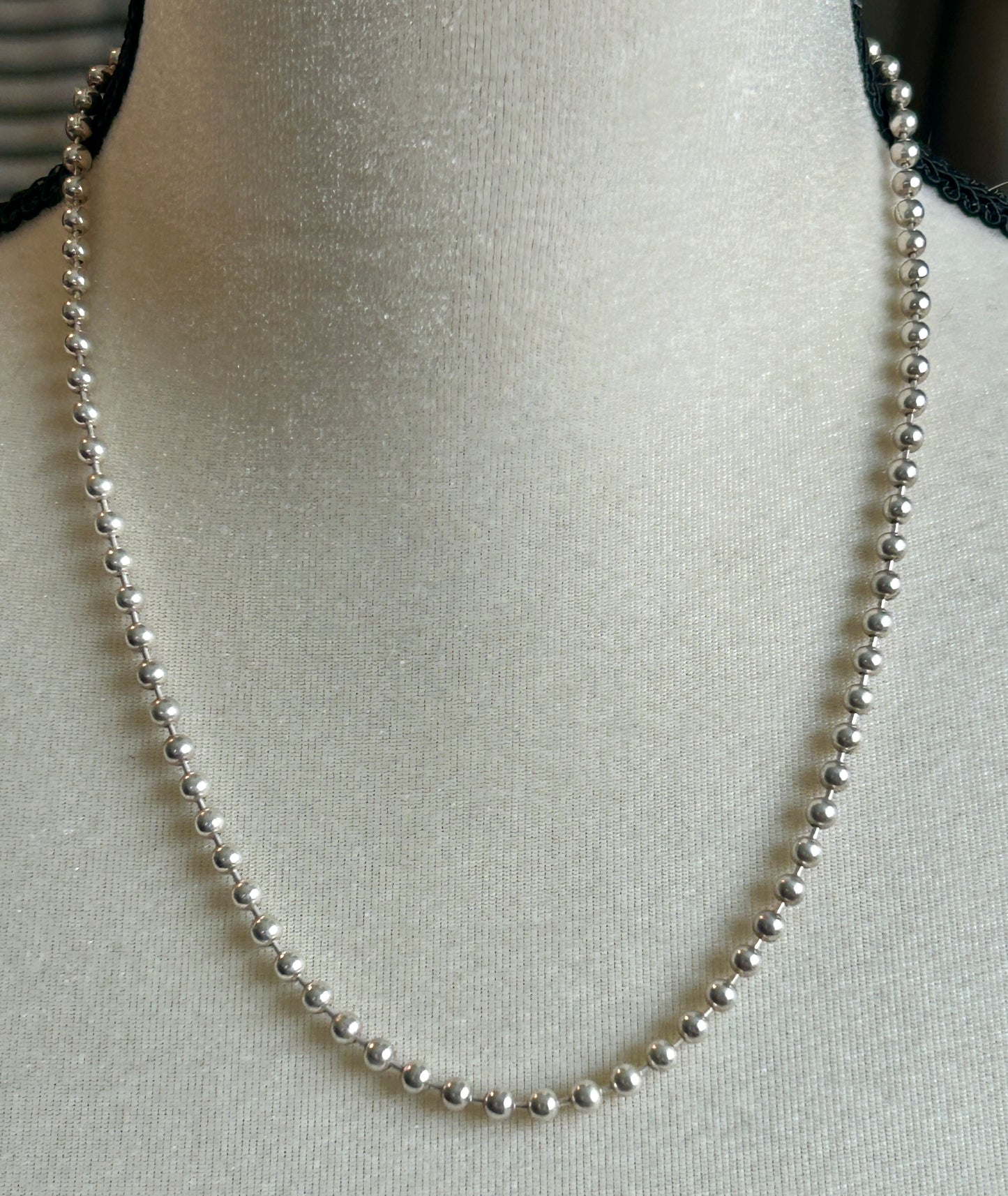Sterling Silver 925 Ball Bead Chain Necklace 20.5" Long x 4mm Wide Weighs 22.3g