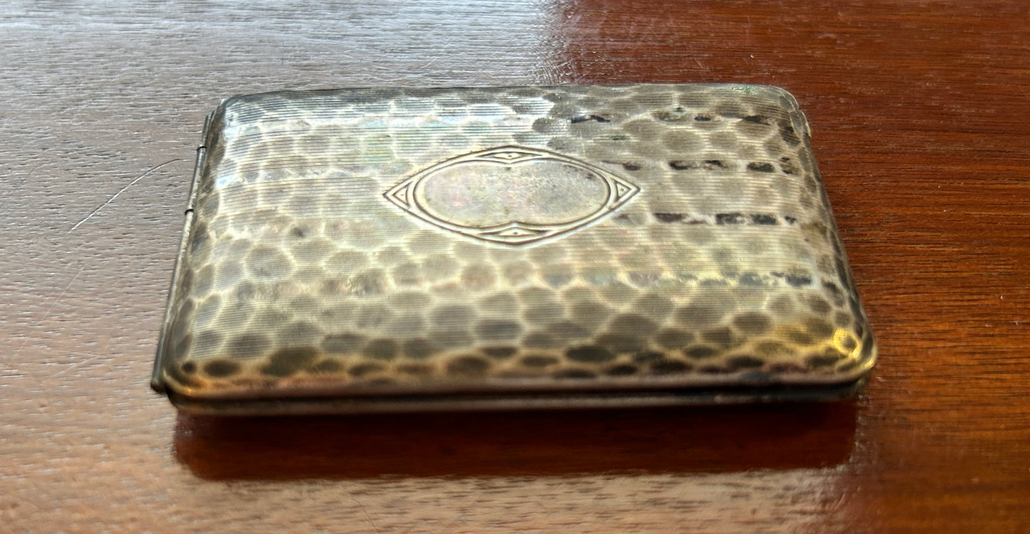 Vintage Antique Silverplate Hinged Case Hammered Finish