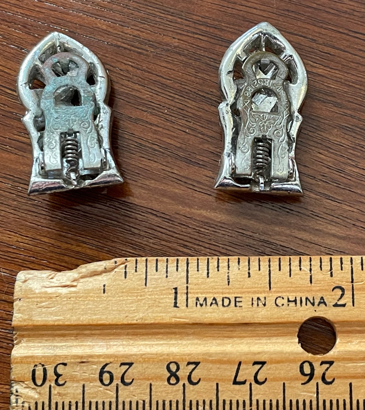 Vintage Art Deco Silver Tone Baguette Shoe Clips
