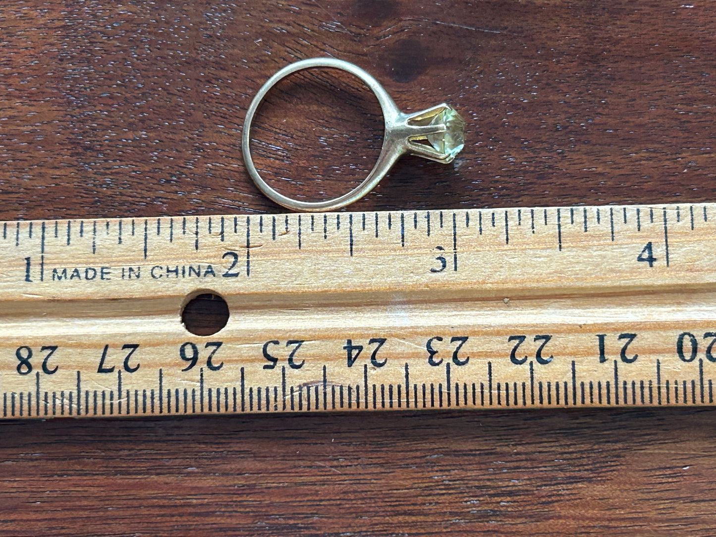 Vintage 10k Yellow Gold Yellow Stone Solitaire Ring Sz 7