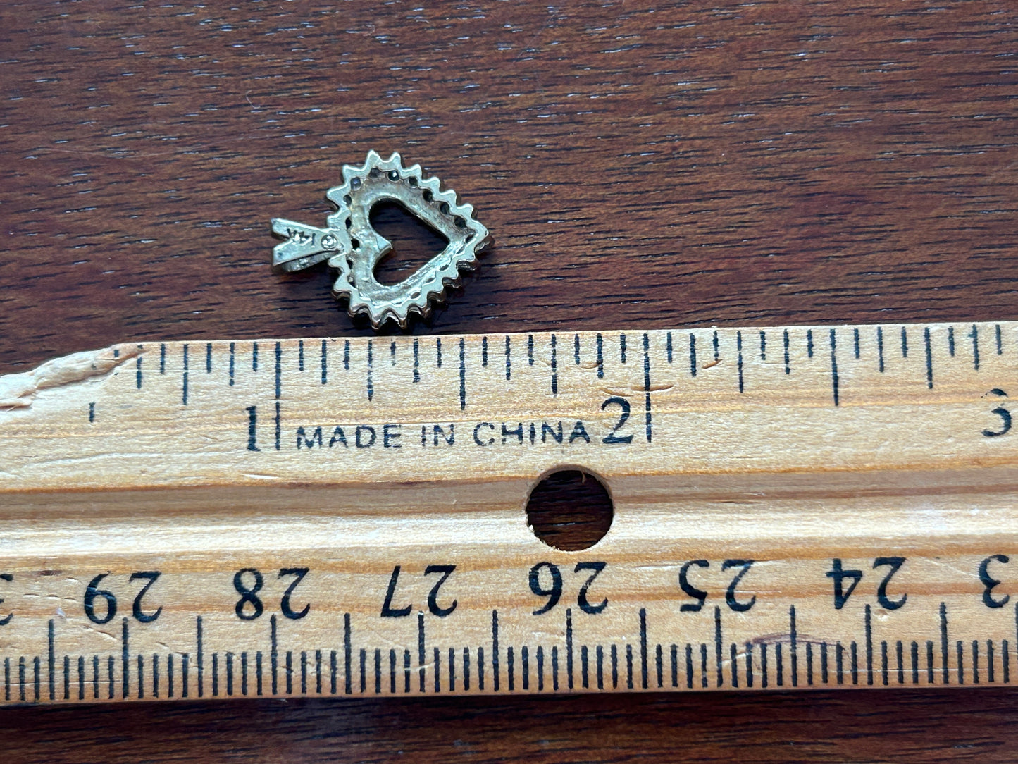 14k Yellow Gold Diamond Halo Heart Shaped Necklace Pendant