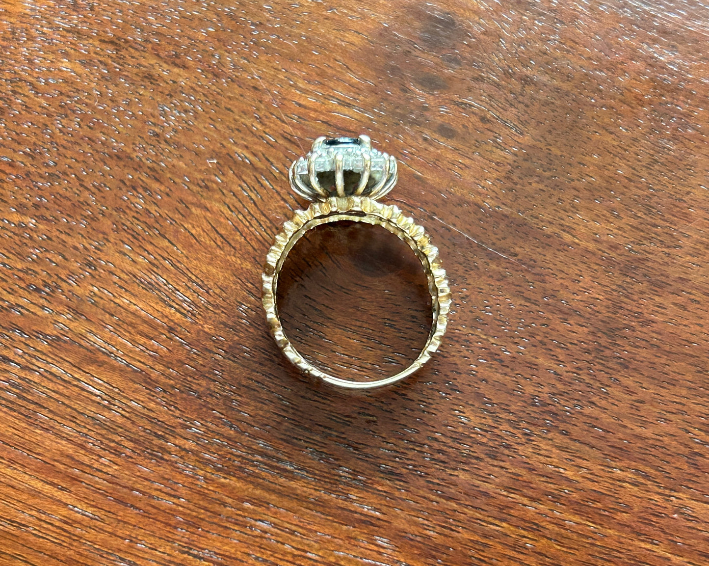 10k Yellow Gold Sapphire Diamond Wide Ring Sz 4.25