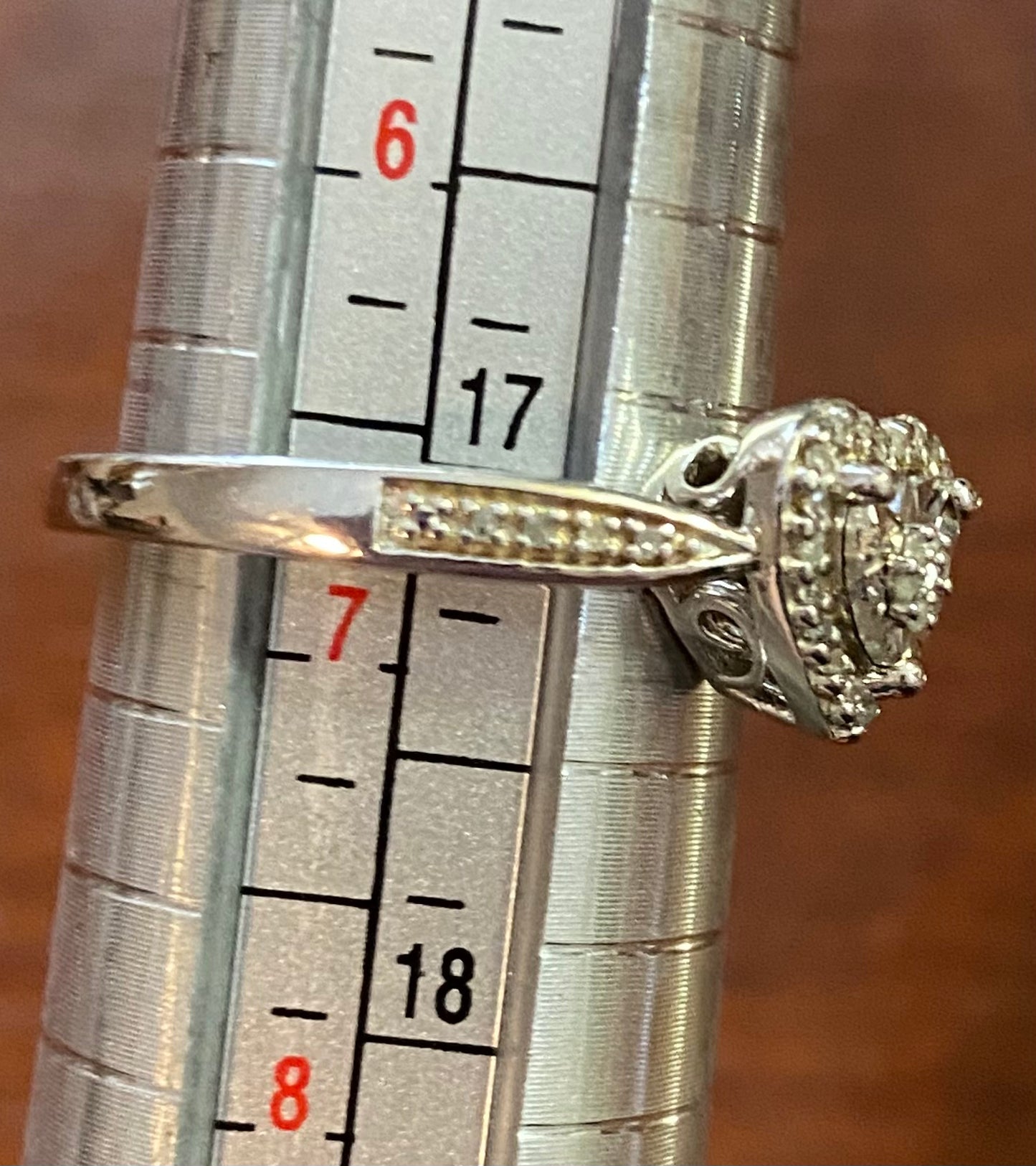 Sterling Silver 925 Diamond Heart Ring Sz 6.75 Signed SUN