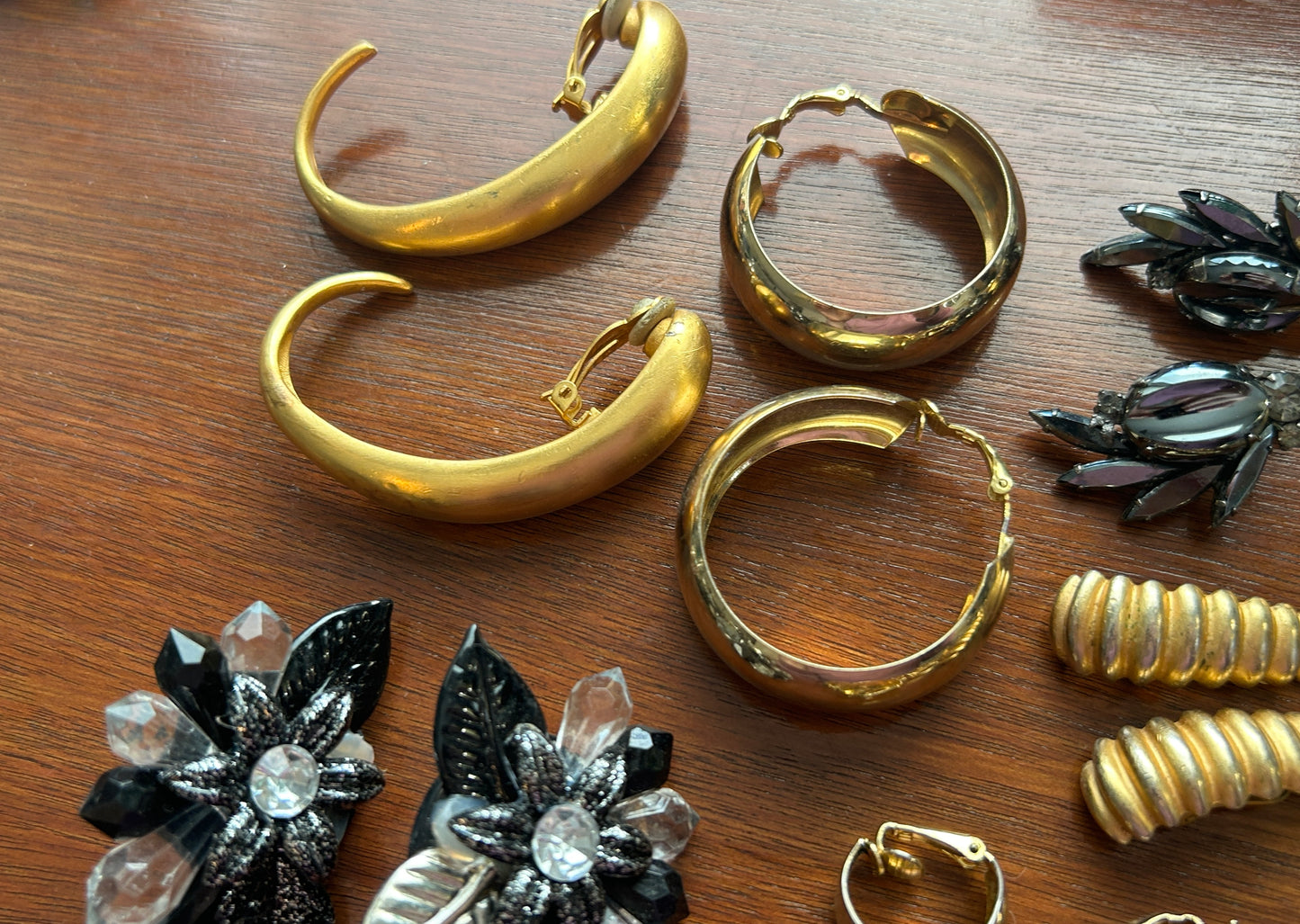 Vintage to Now Clip on Earring Earrings Lot Statement Brushed Gold Modern