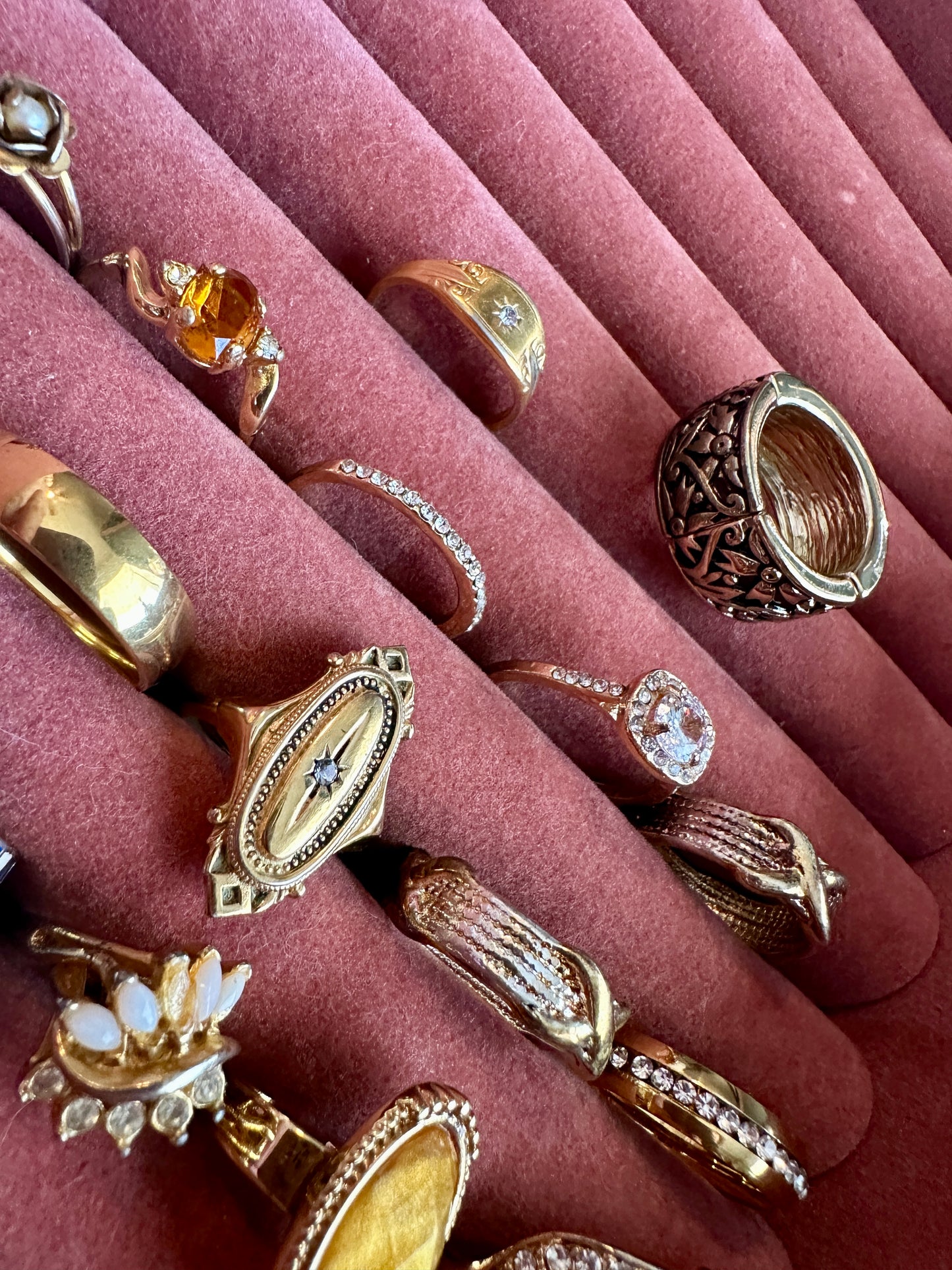 Vintage Cocktail Fashion Costume Ring Lot Rhinestone Heart Pearl Band Cat X
