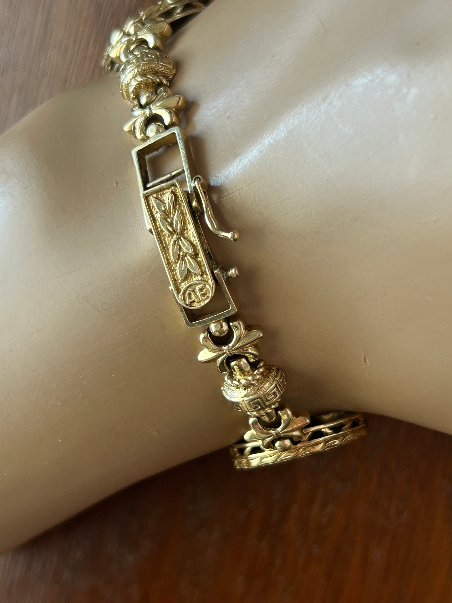 14k Yellow Gold 2002 1/10oz Fine Gold Liberty Coin Bracelet Greek Fleur De Lis