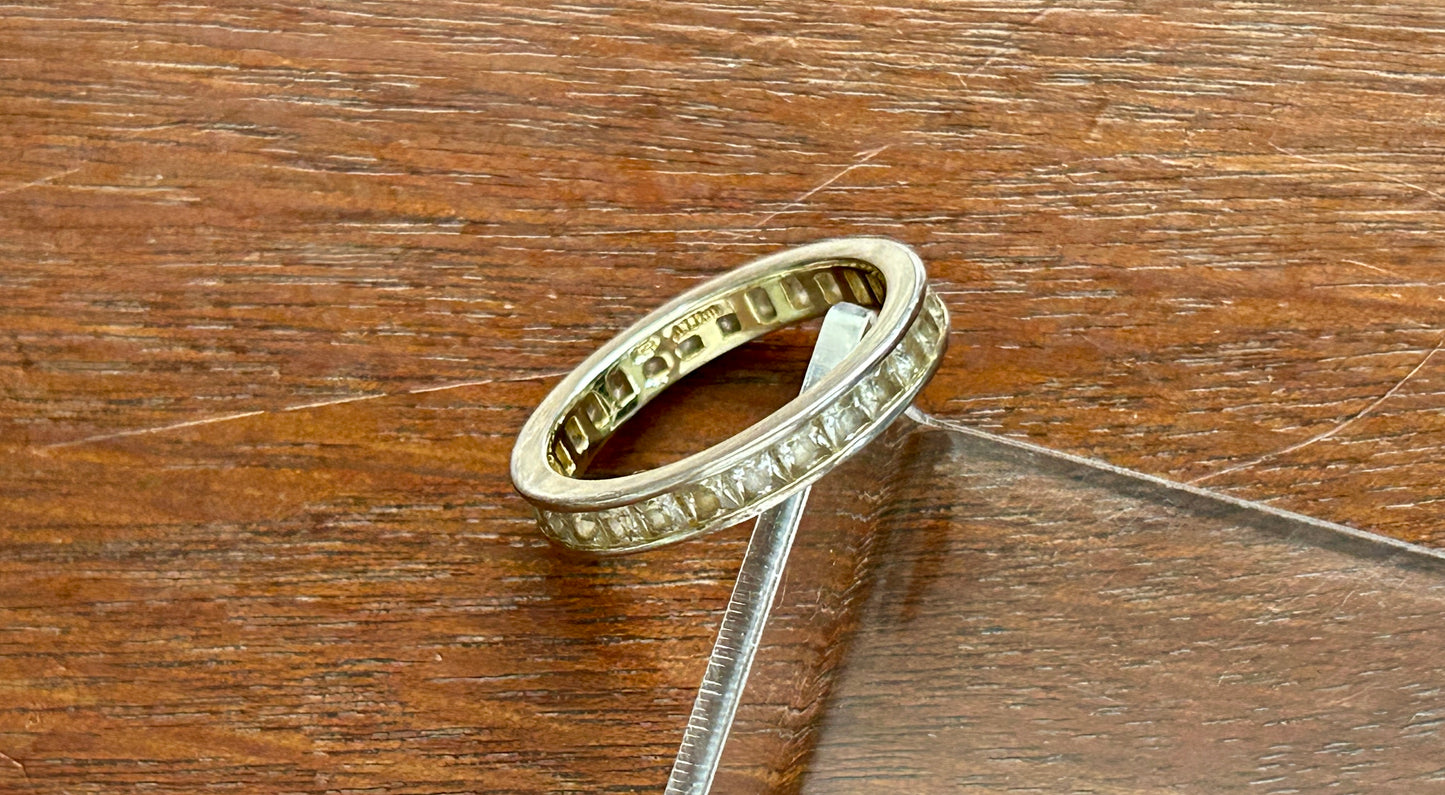 Designer AJJ Sterling Silver 925 Square Cut CZ Eternity Band Ring Sz 10