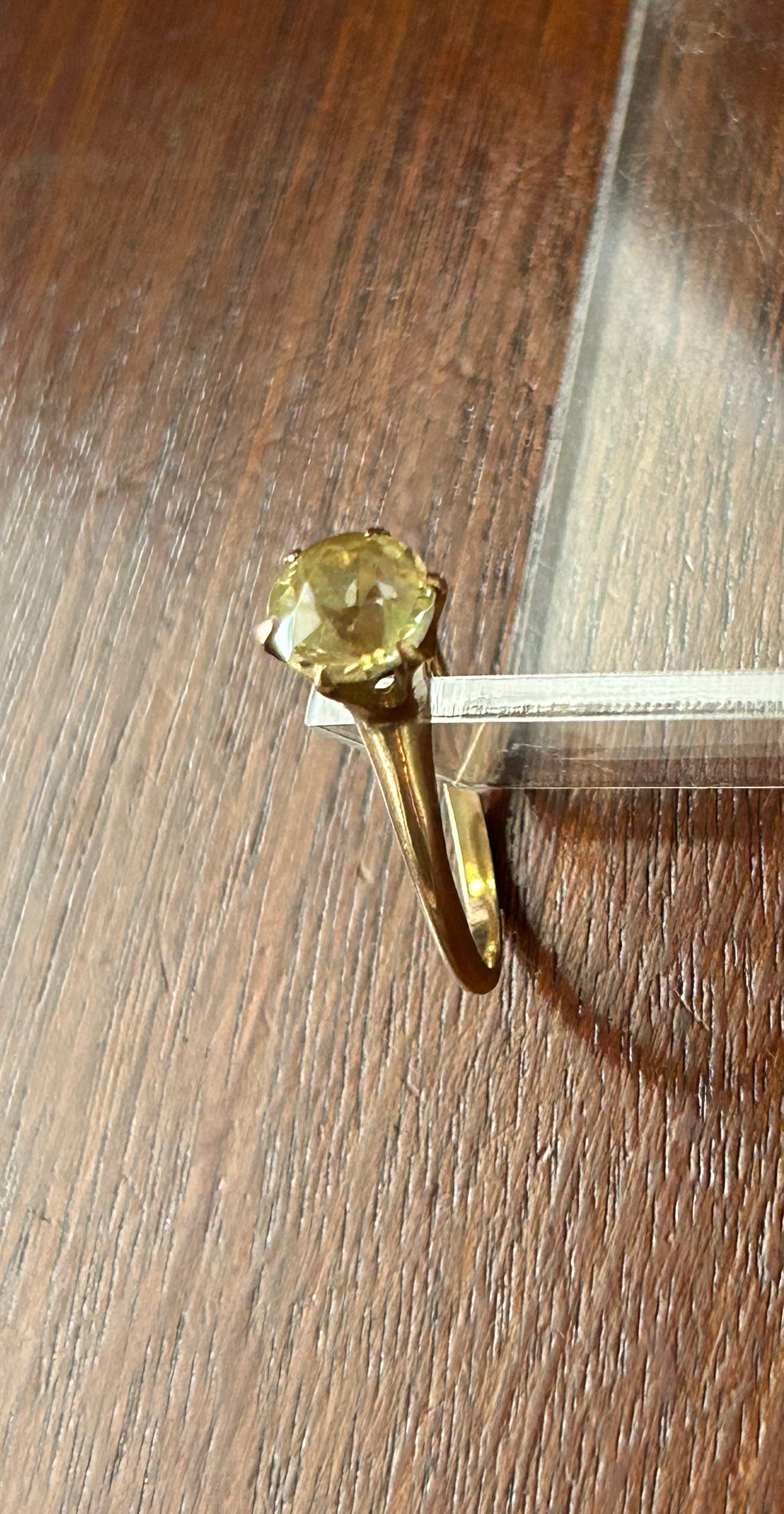 Vintage 10k Yellow Gold Yellow Stone Solitaire Ring Sz 7