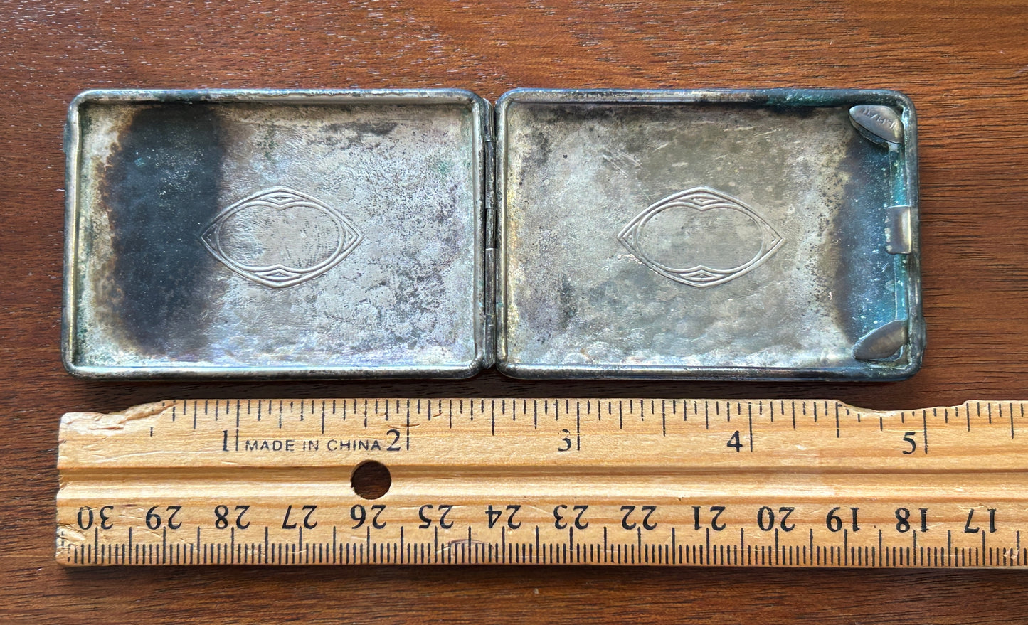 Vintage Antique Silverplate Hinged Case Hammered Finish