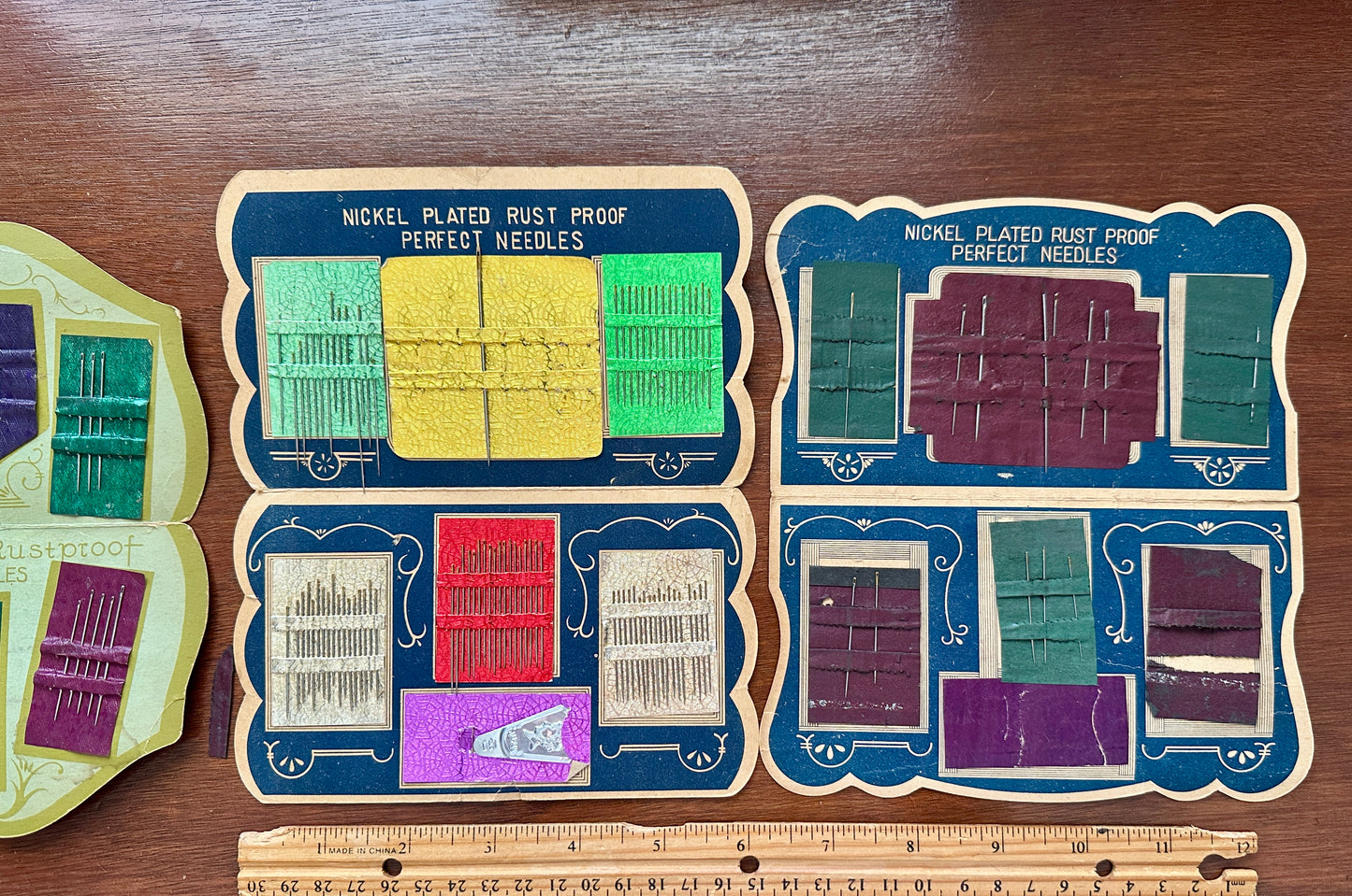 Vintage Lot 4 Sewing Advertising Needle Cases Gold Eye Sewing Circle Rustproof