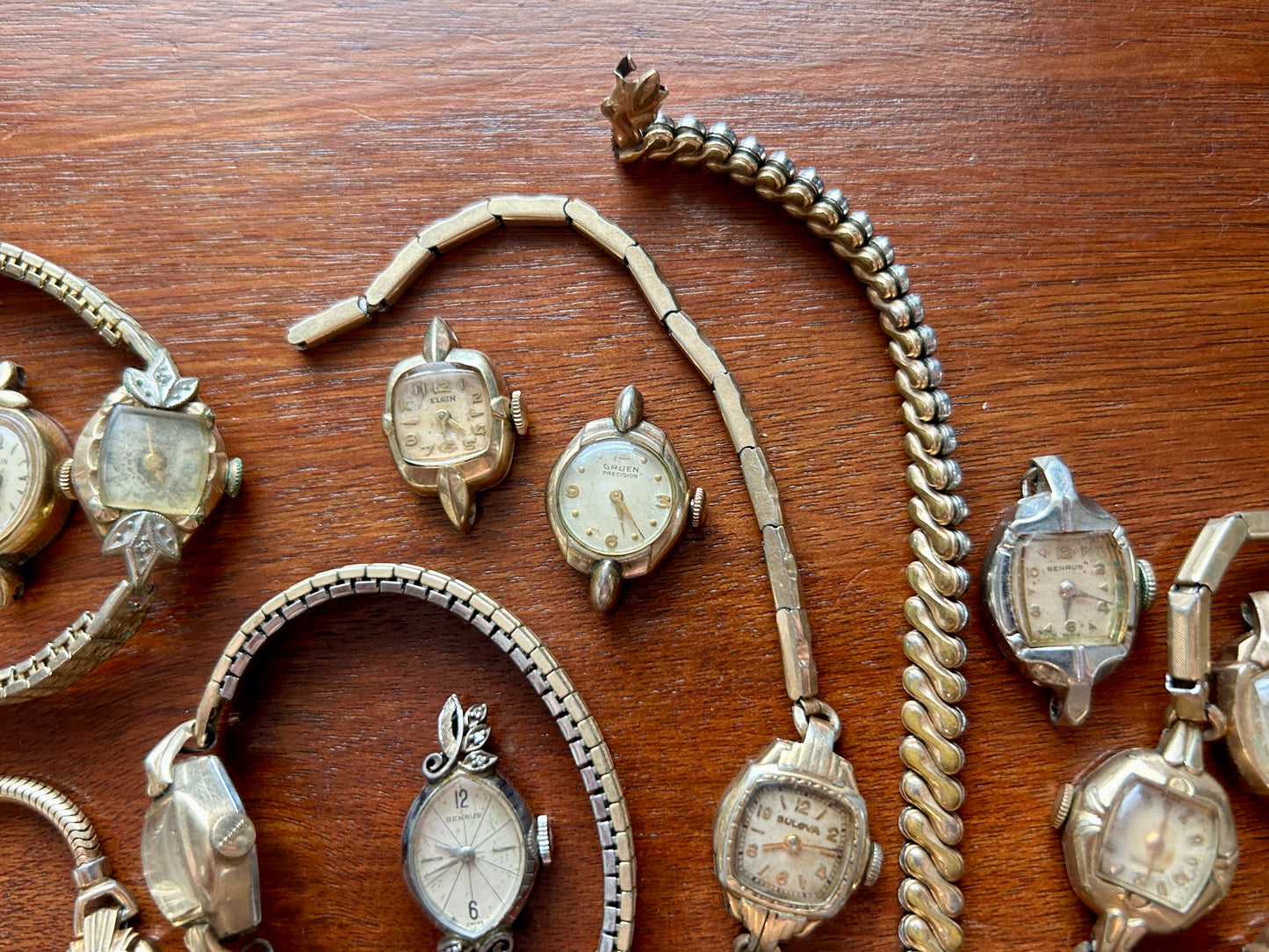 Huge Lot of Gold Filled Rolled Gold Vintage Womens Watch Bulova Elgin Gruen More