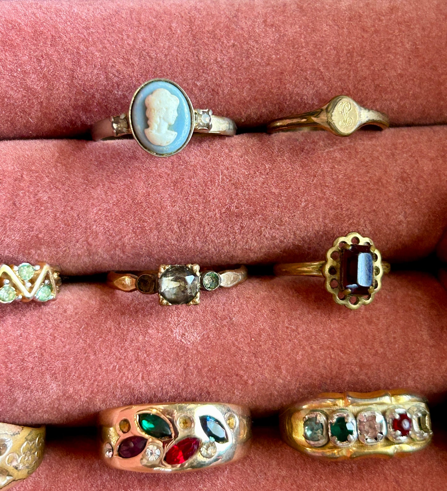 Vintage Lot of Gold Filled Plate Rings Damaged Missing Stones