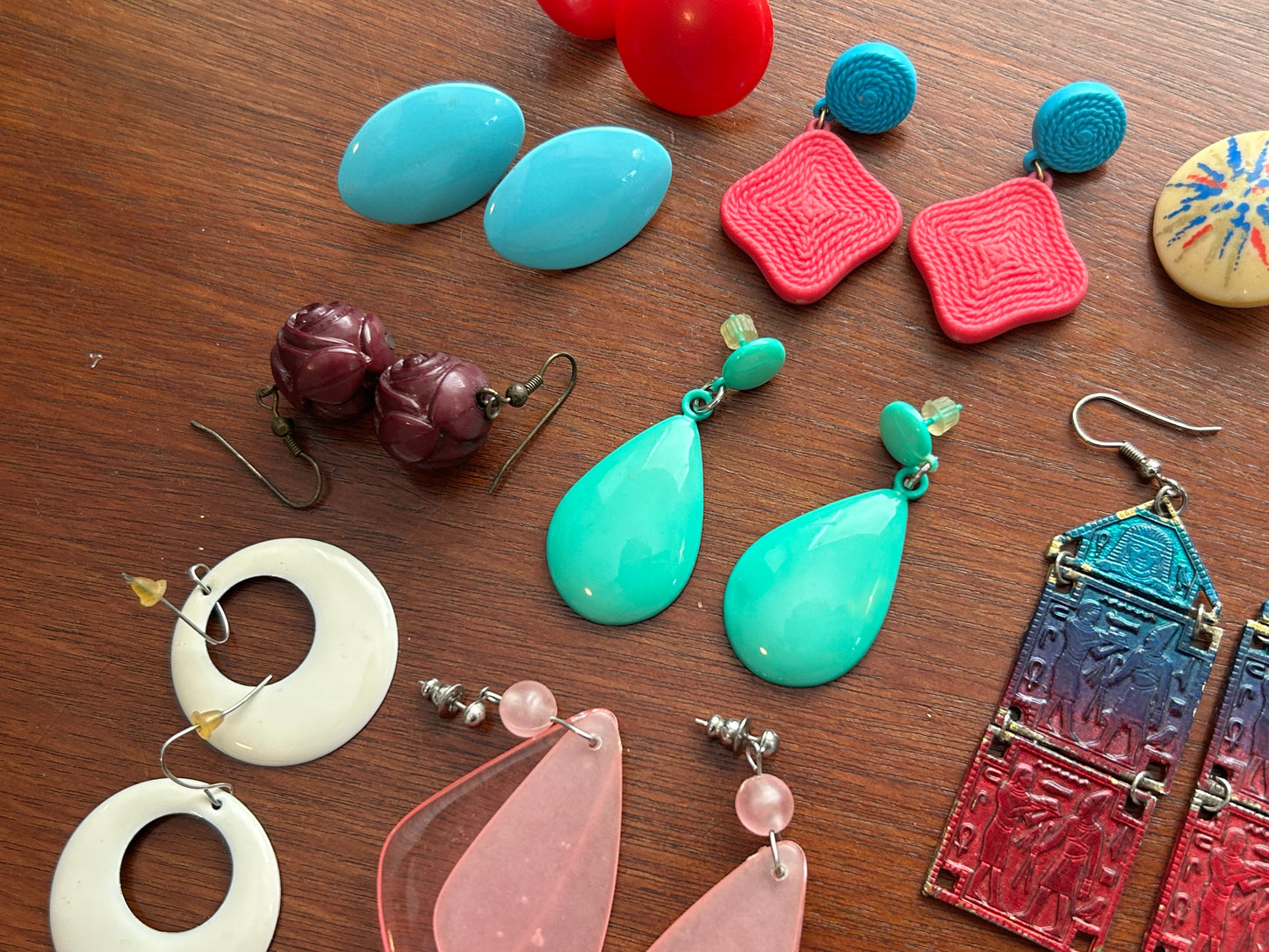Vintage to Now Pierced Earrings Lot Colorful Drop Dangly Shell Metal Plastic