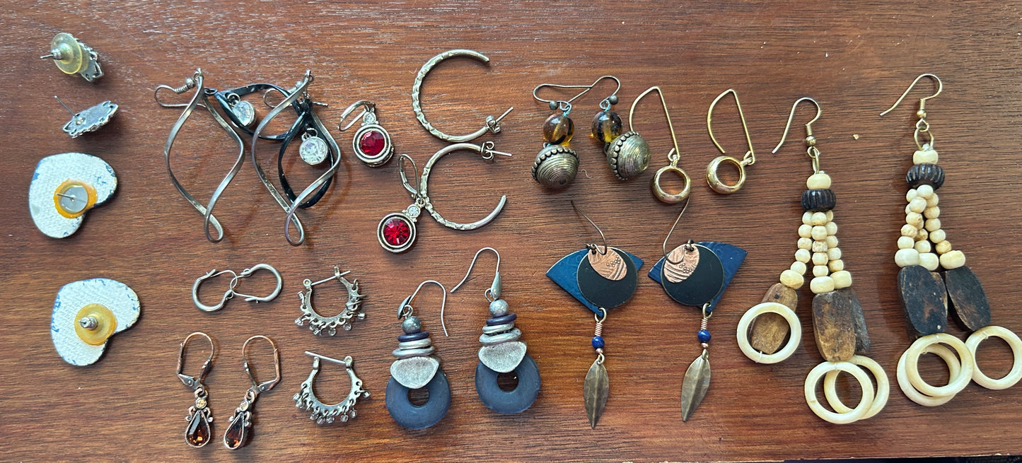 Vintage to Now Earring Lot Boho Dangly Pierced Chandelier Copper Gold Ceramic