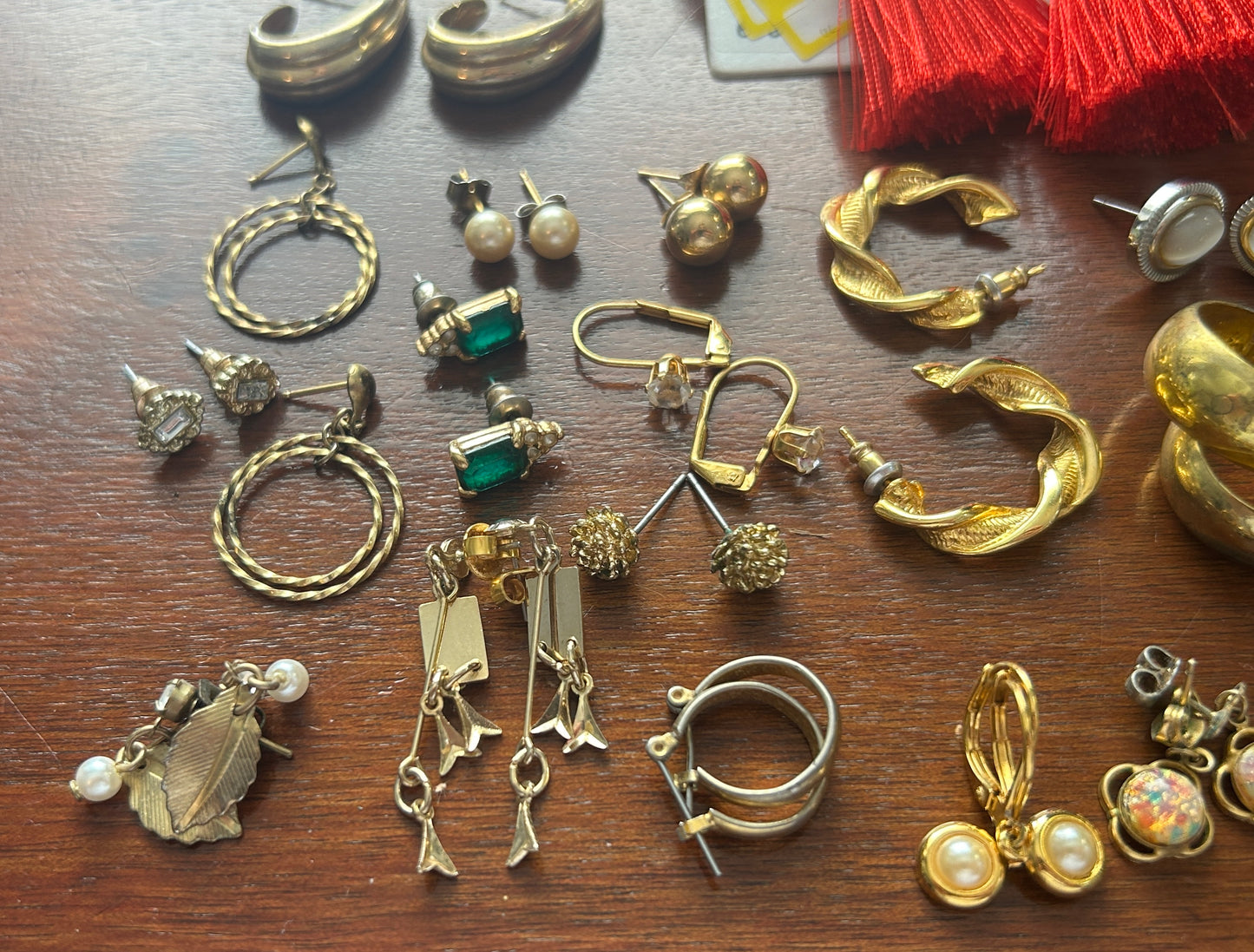 Vintage to Now Pierced Earrings Earring Lot Classic Gold Tone Hoops Faux Pearl
