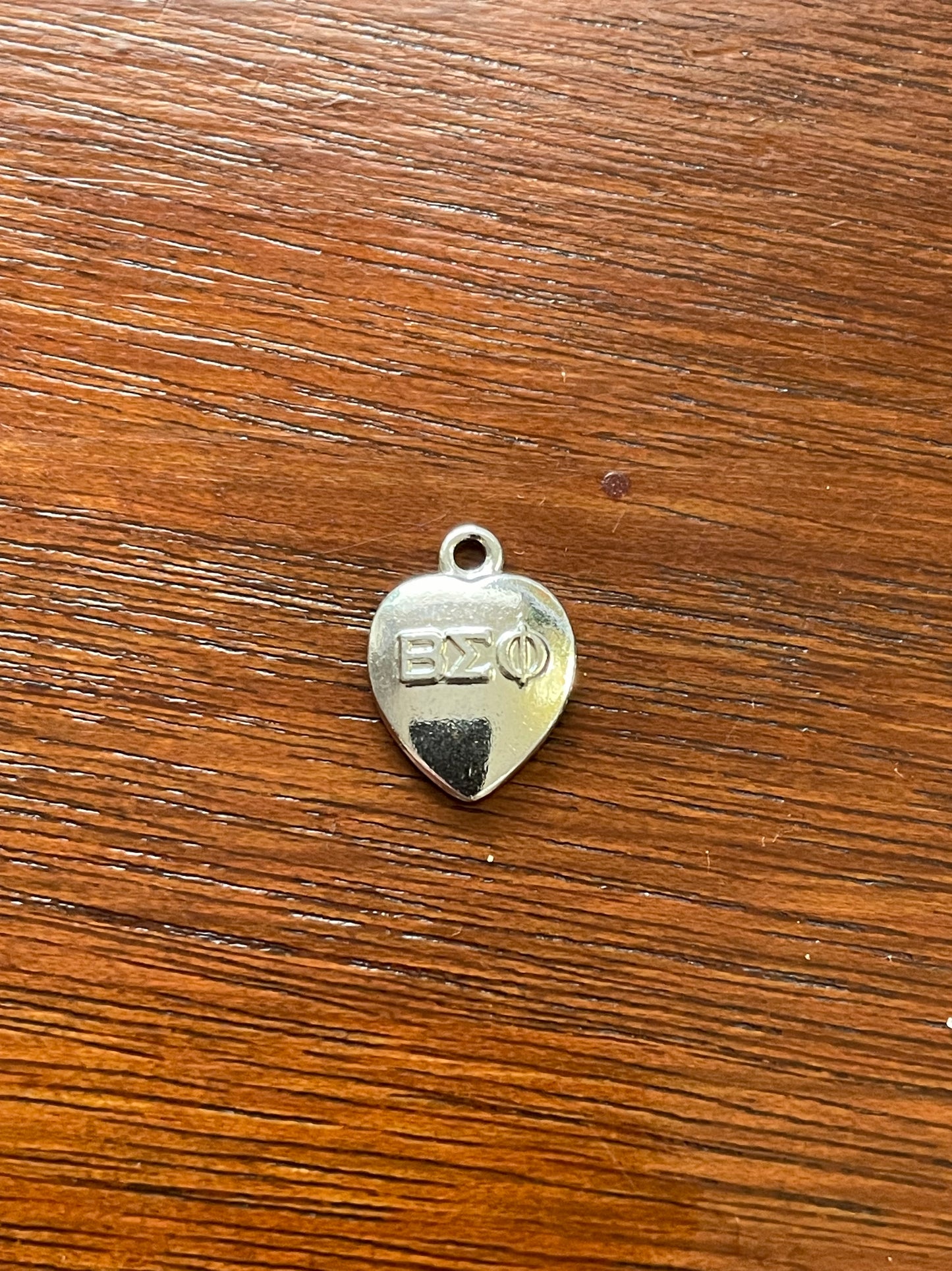 Vintage 1973 Silver Tone Heart Charm Beta Sigma Phi Sorority Fraternity